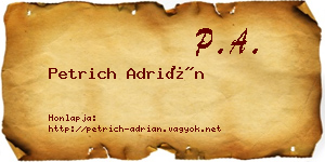 Petrich Adrián névjegykártya